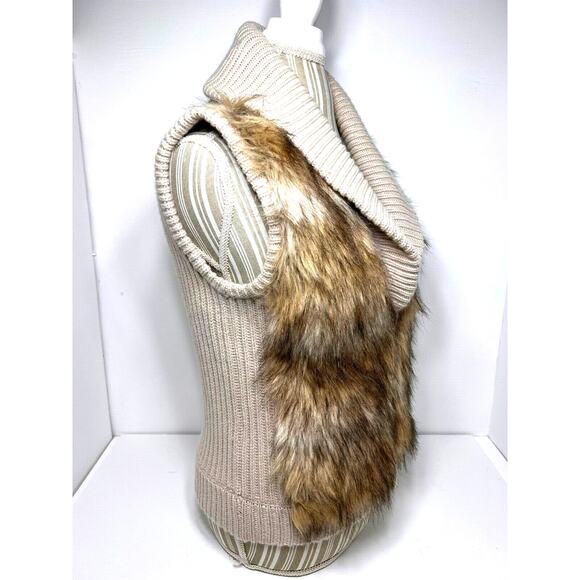 Ann Taylor Sweater Vest Womens Small-Merino Wool & Cashmere Faux Fur Cream - Picture 4 of 8
